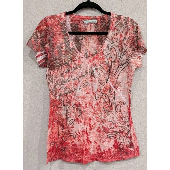 Maurices Short Sleeve Burnout V Neck Tee Size Large - Picture 1 of 4